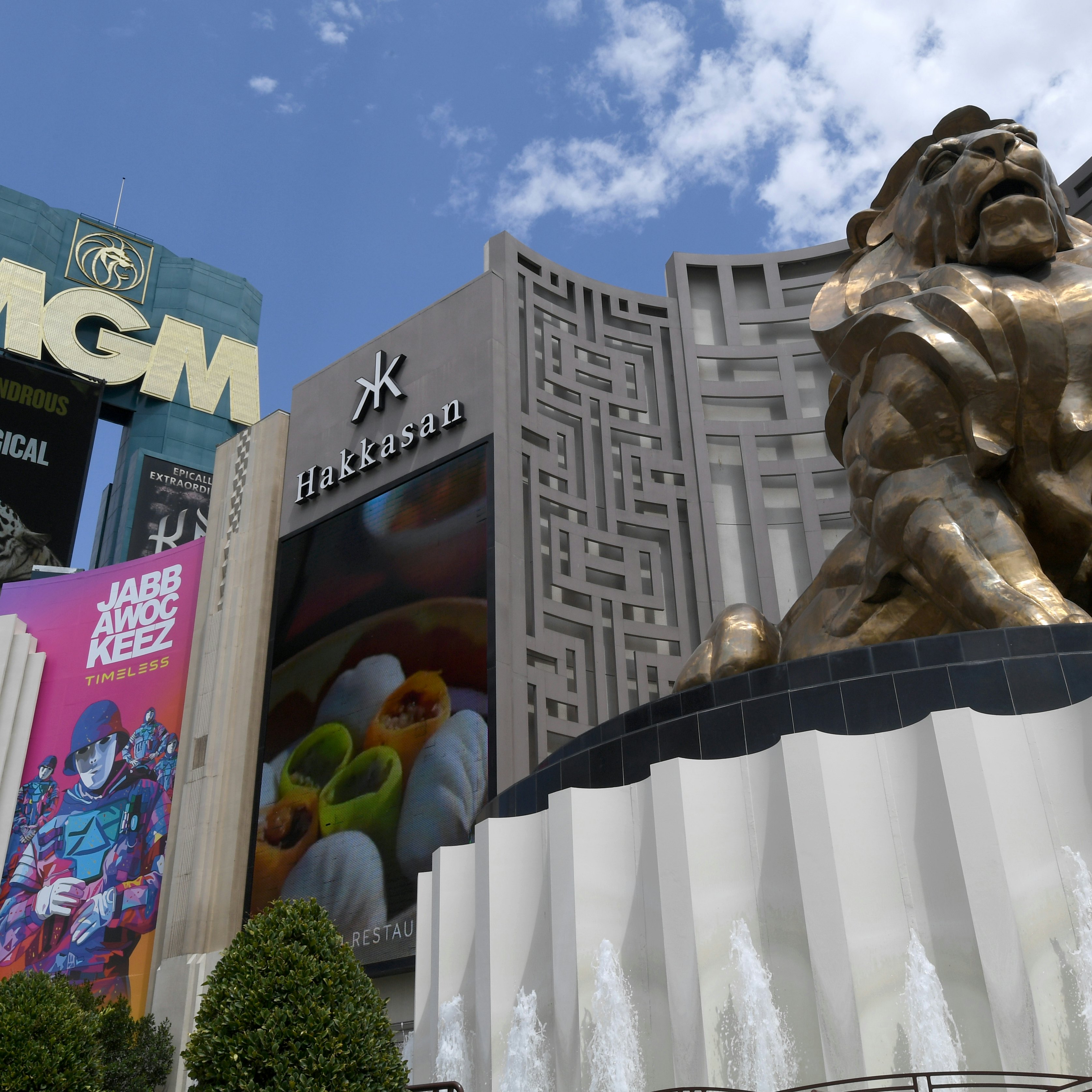 LAS VEGAS, NEVADA - AUGUST 28:  An exterior view shows the marquee at MGM Grand Hotel & Casino left of the Leo the Lion statue on the Las Vegas Strip amid the spread of coronavirus (COVID-19) on August 28, 2020 in Las Vegas, Nevada. MGM Resorts International will lay off 18,000 furloughed employees in the United States on Monday as the resort industry struggles to recover from the pandemic. The move was necessary since federal law requires companies to lay off furloughed workers after six months. Before hotel-casinos shut down in March, the company had 68,000 employees nationwide, including 52,000 in Las Vegas. MGM Resorts said laid-off employees could be brought back as business demand returns.  (Photo by Ethan Miller/Getty Images)
