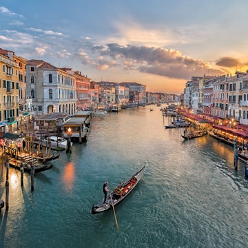 Italy, Venice, Elevated view of canal in city