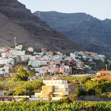 The village of La Calera set at the foot of the mountains on La Gomera.